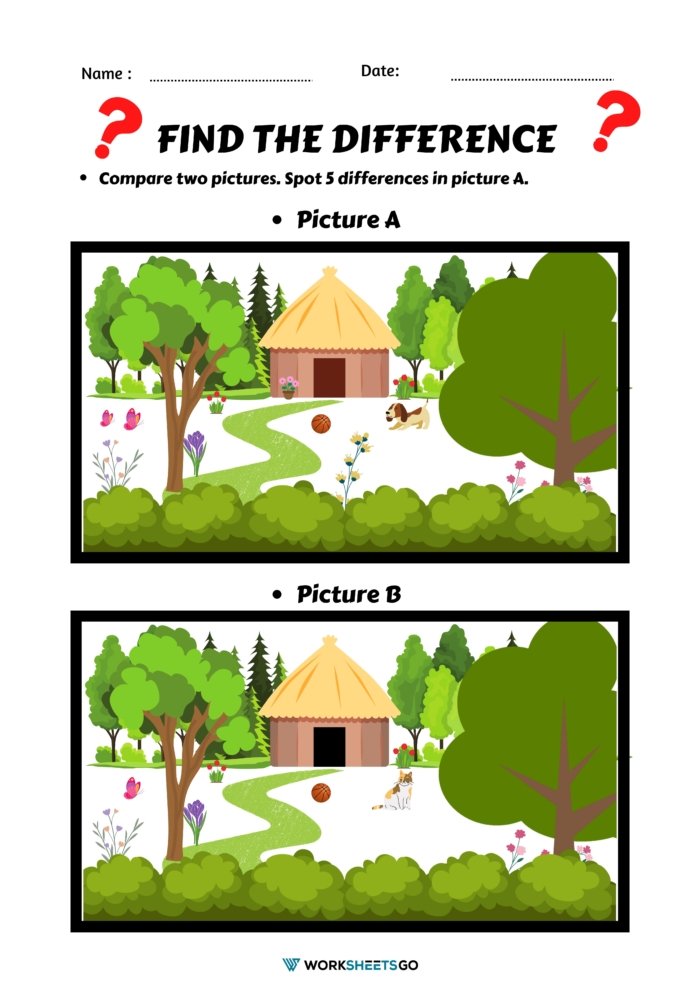 Find The Difference Worksheet