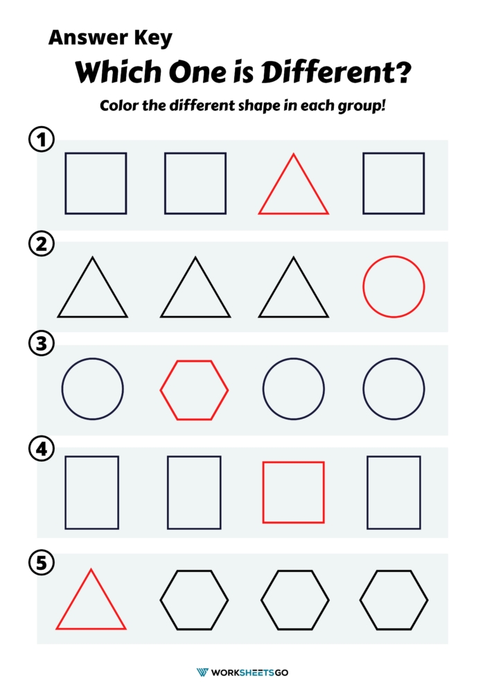 Which One Is Different Color The Different Shape Answer Key