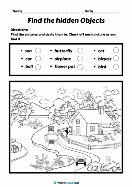 Find The Hidden Objects Worksheets