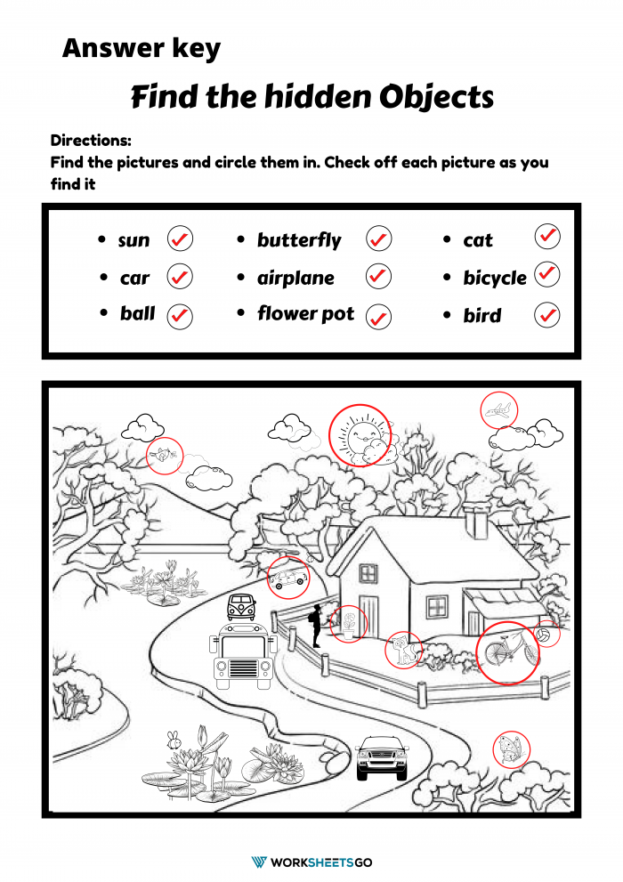 Find The Hidden Objects Worksheet Answer Key