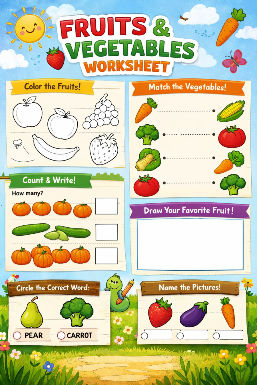 Fruits And Vegetable Worksheets 2