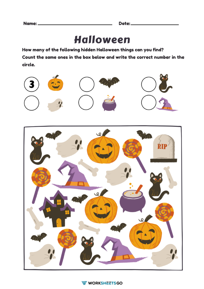 Halloween Kindergarten Worksheet