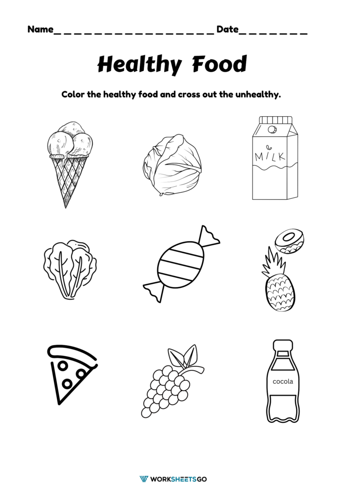 Healthy Food Coloring Worksheet Healthy Food Coloring Worksheet