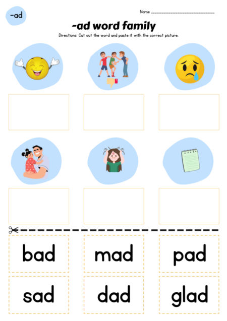 AD Word Family Worksheets