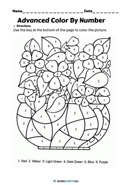Advanced Color By Number Worksheets