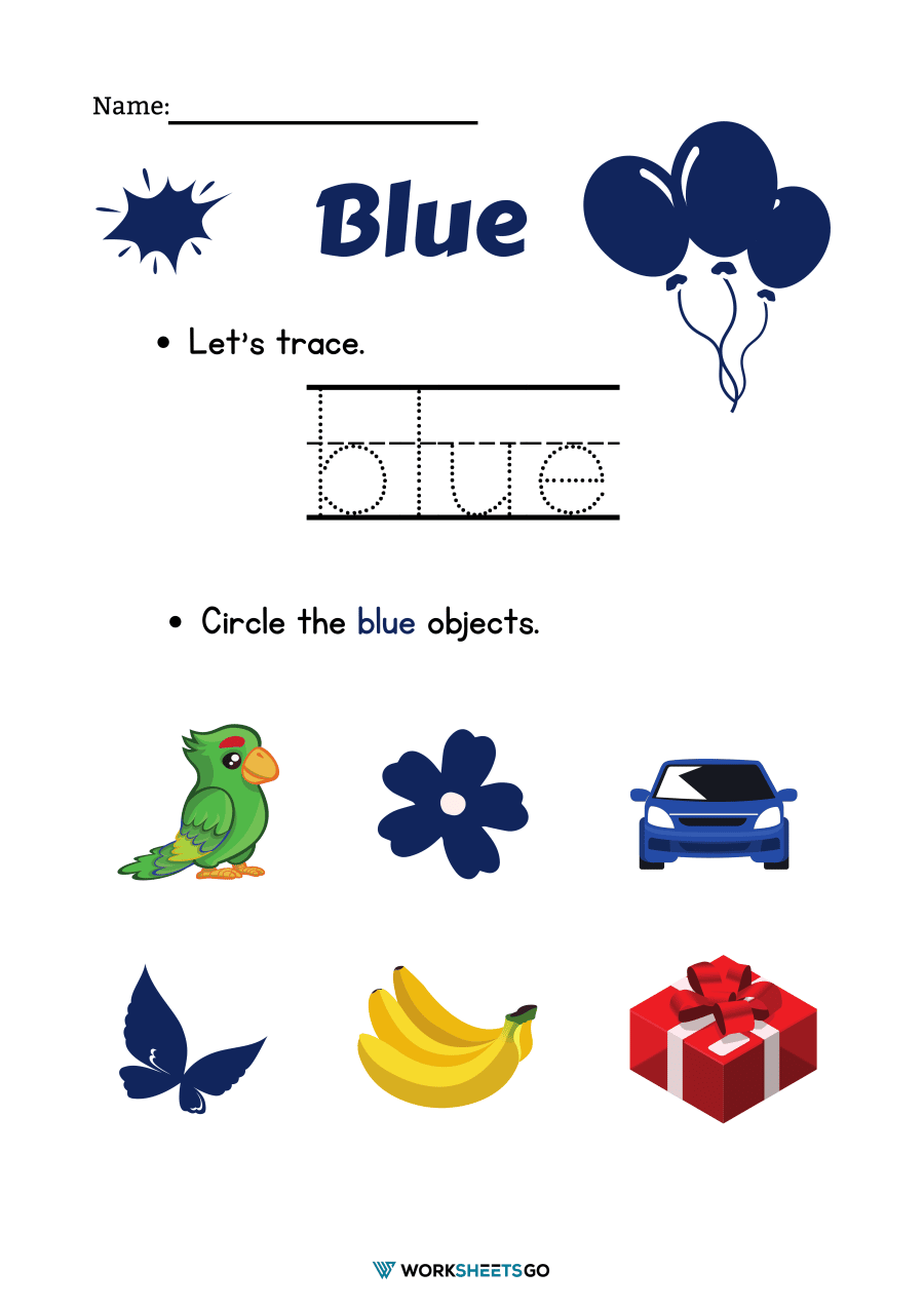 Color Blue Worksheets
