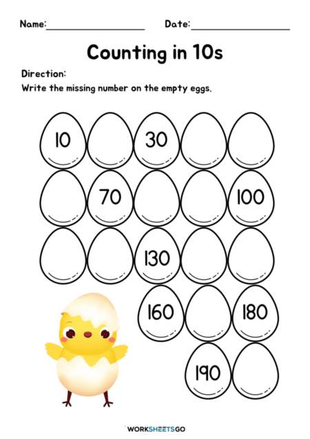 Counting In 10s Worksheets
