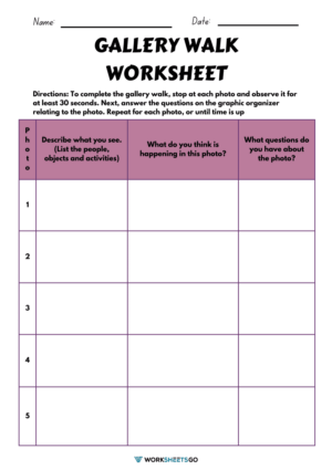 Gallery Walk Worksheets