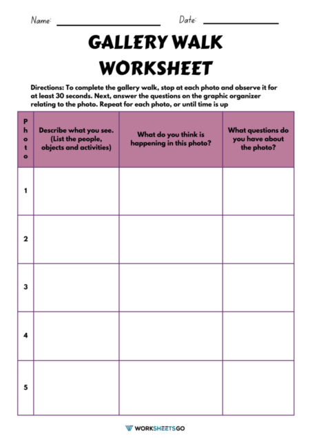 Gallery Walk Worksheets