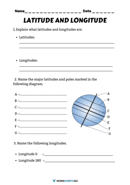 Latitude & Longitude Worksheets
