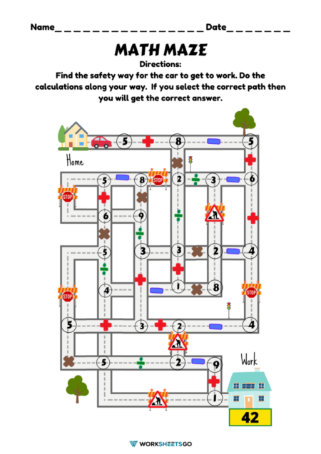 Math Maze Worksheets