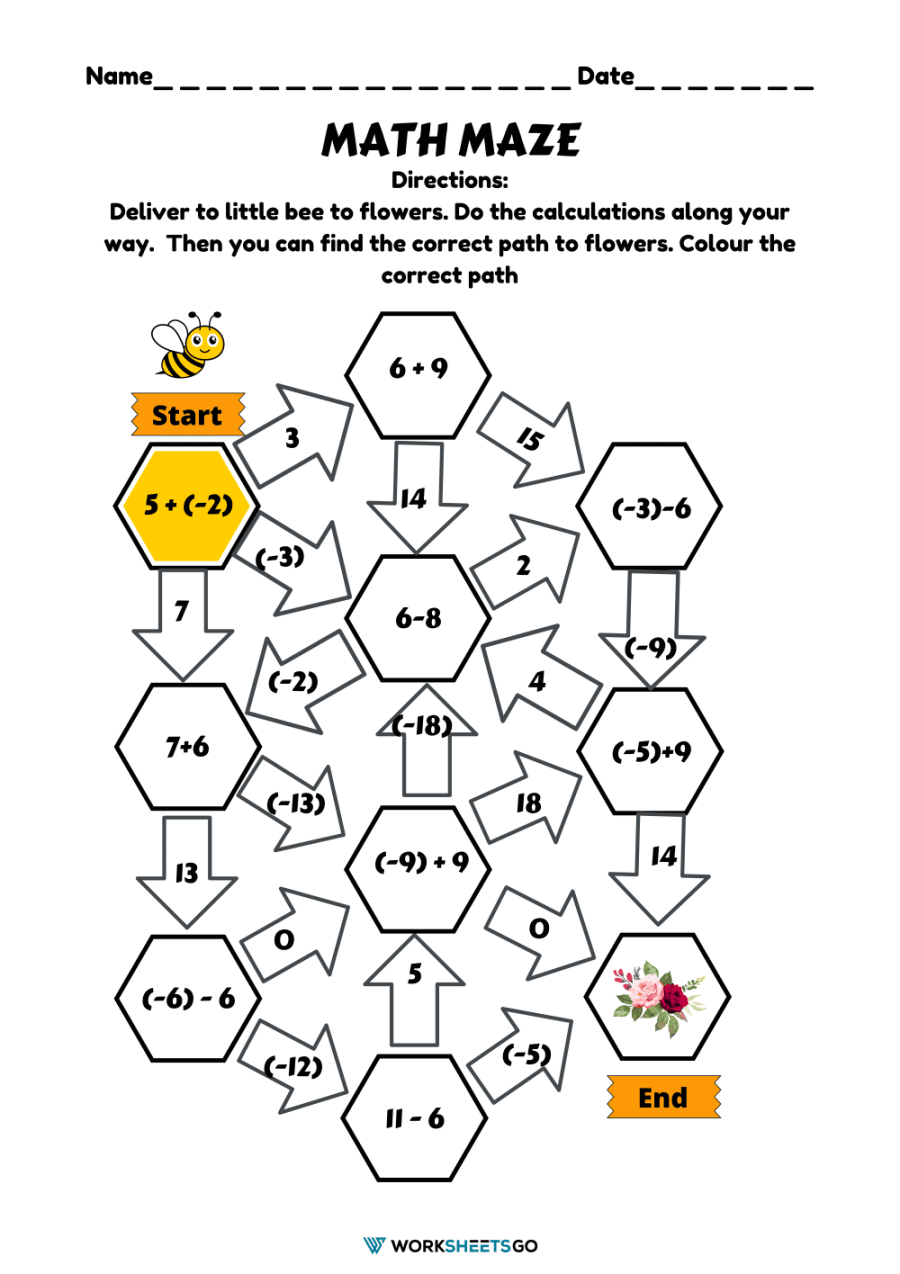 Math Maze Worksheet 2
