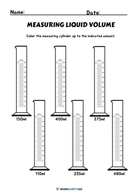 Measuring Liquid Volume Worksheets
