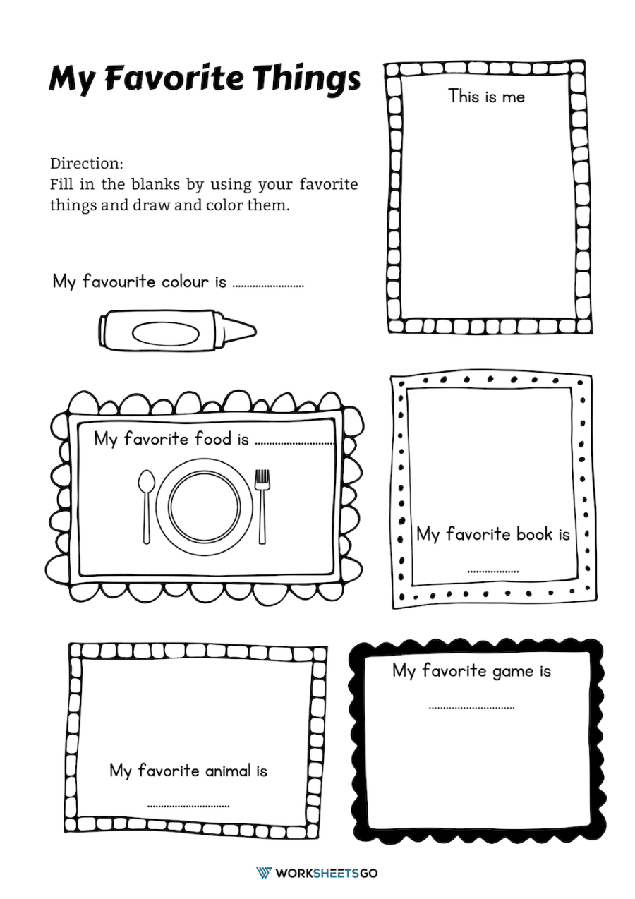 My Favorite Things Worksheets WorksheetsGO