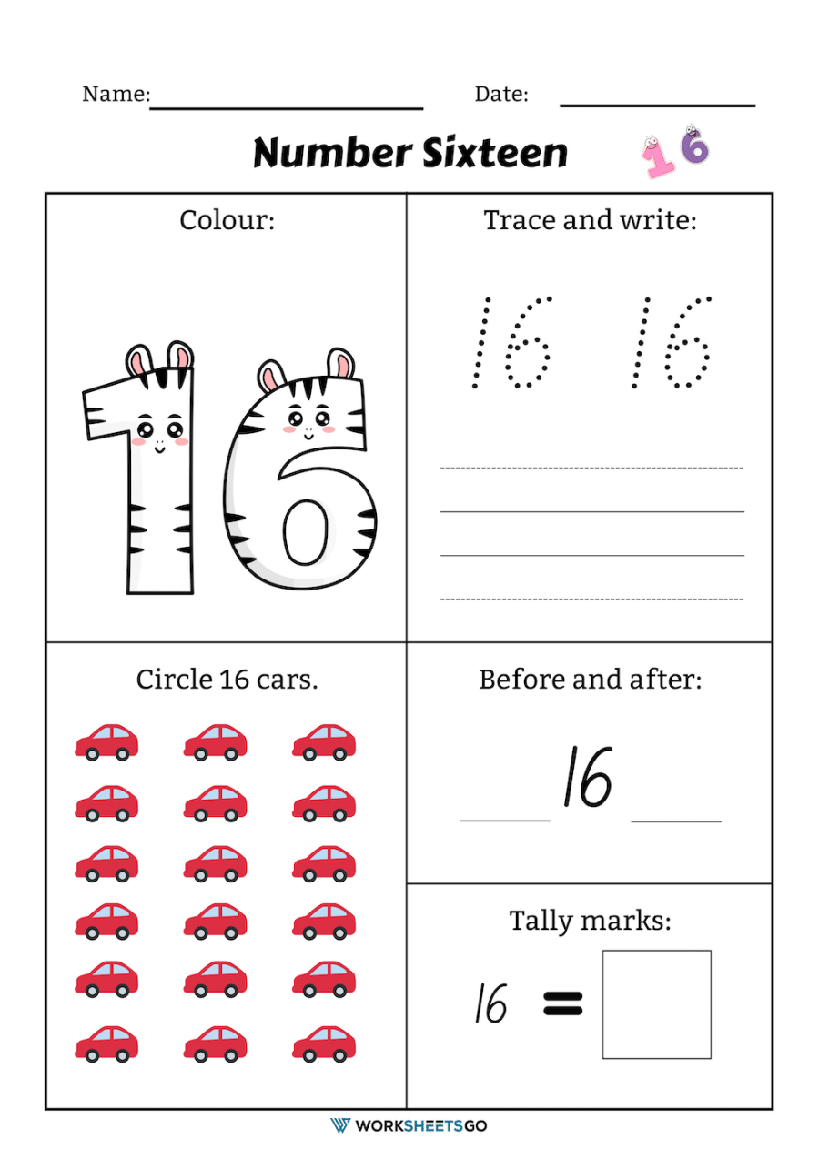 Number 16 Worksheets WorksheetsGO Number 16 Worksheets WorksheetsGO