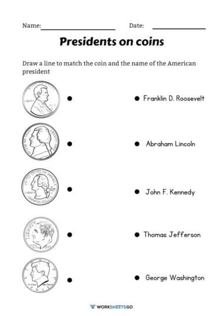Presidents On Coins Worksheets