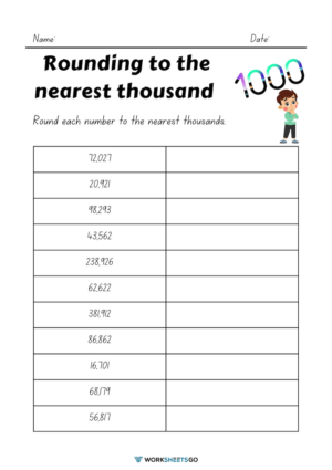 Rounding To The Nearest Thousand Worksheets