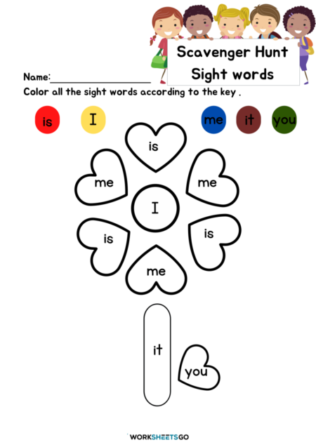 Scavenger Hunt Sight Words Worksheets