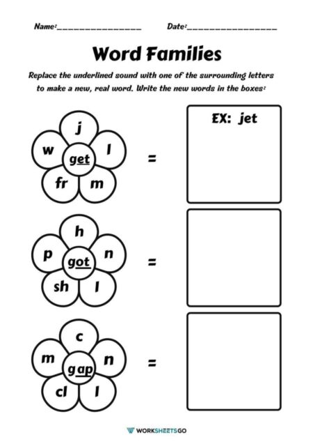 Two Letter Word Families Worksheets