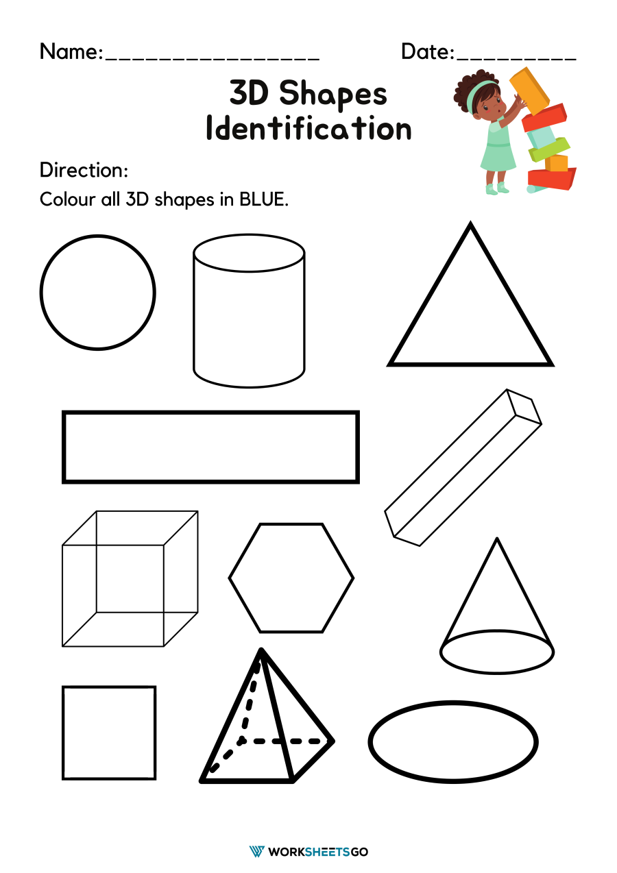 3D Shapes Identification Worksheet