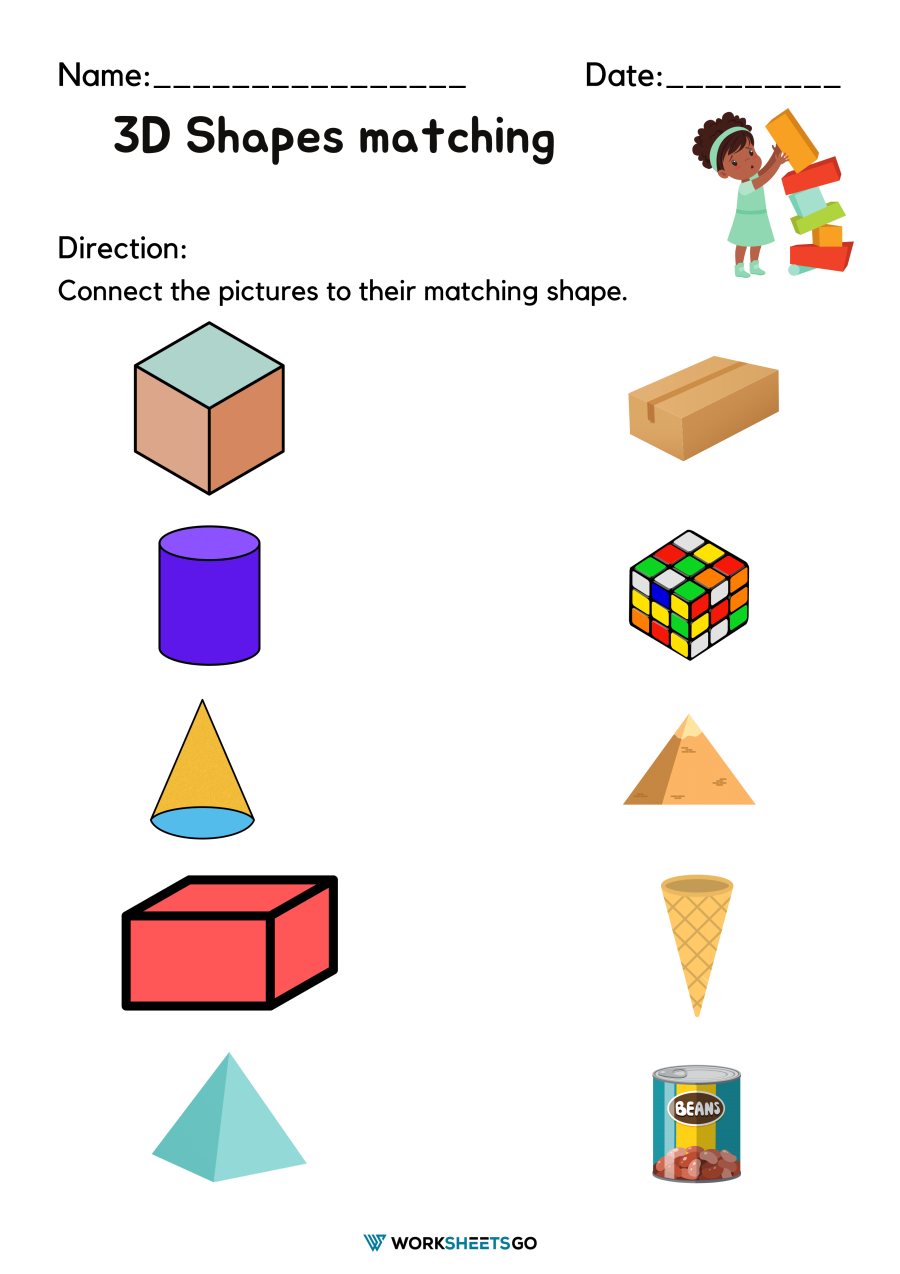 3D Shapes Matching Worksheets WorksheetsGO 3d-shapes-matching-worksheets-worksheetsgo