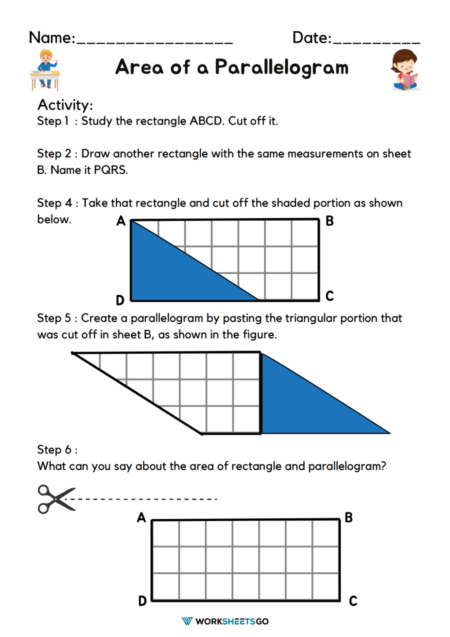 Area Of A Parallelogram Worksheets