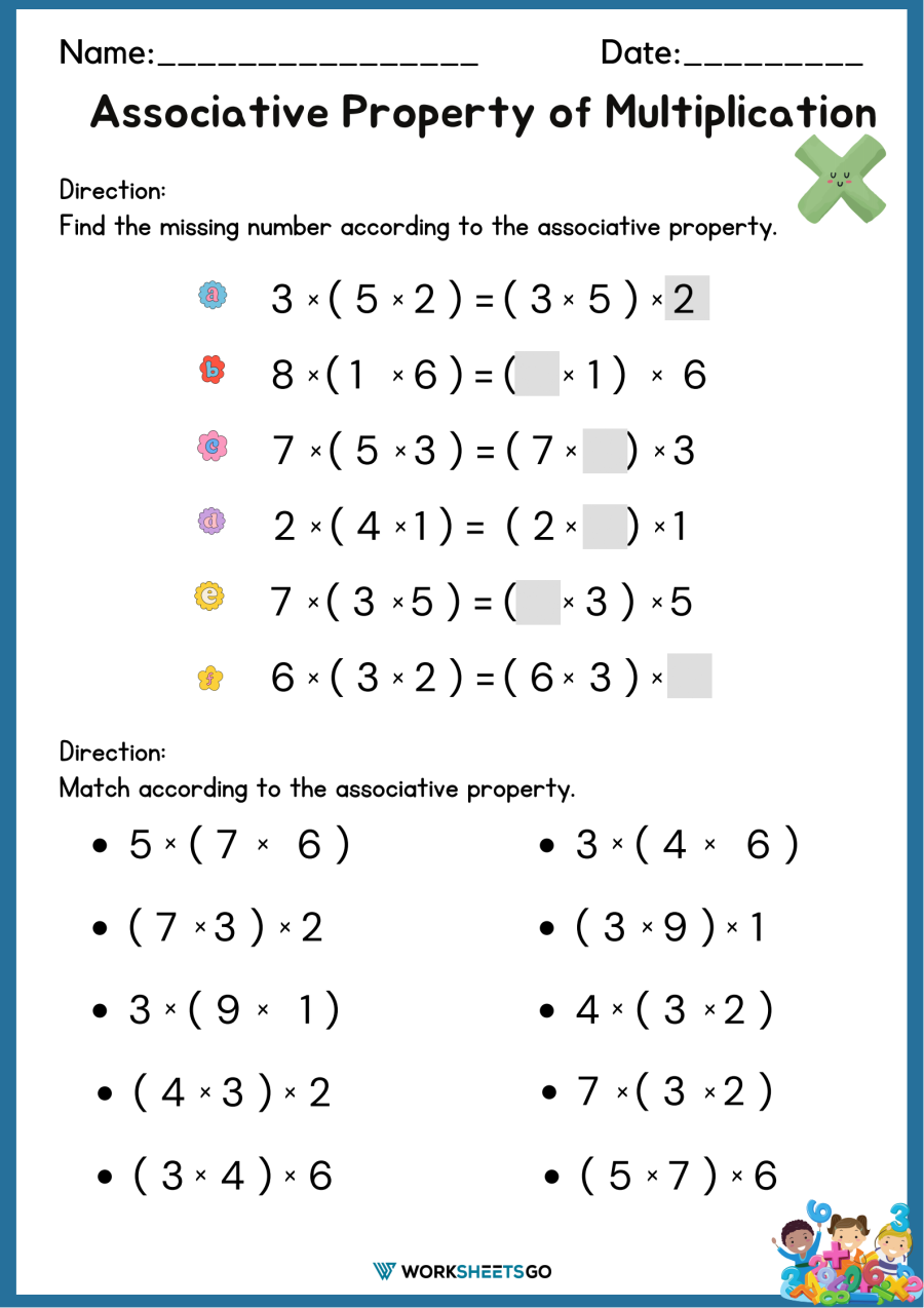 Associative Property Of Addition And Multiplication Worksheets