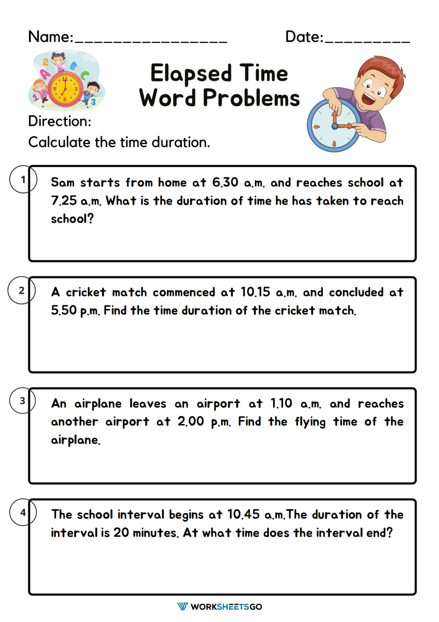 time problem solving questions year 5