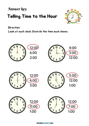 Telling Time to The Hour Worksheets | WorksheetsGO