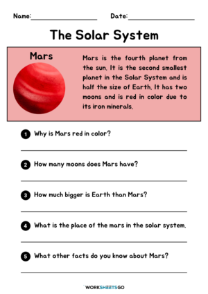 The Solar System Worksheets