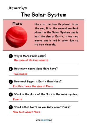 The Solar System Worksheets | WorksheetsGO