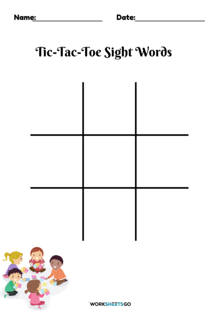 Tic-Tac-Toe Sight Words Worksheets