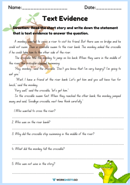 Text Evidence Worksheets