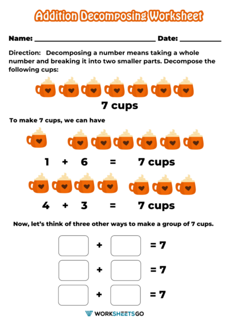 Addition Decomposing Worksheets