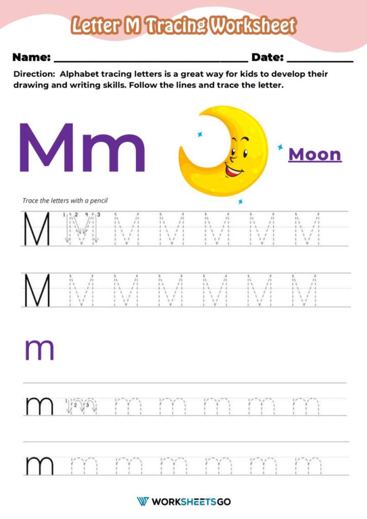 Letter M Tracing Worksheets WorksheetsGO Letter M Tracing Worksheets WorksheetsGO