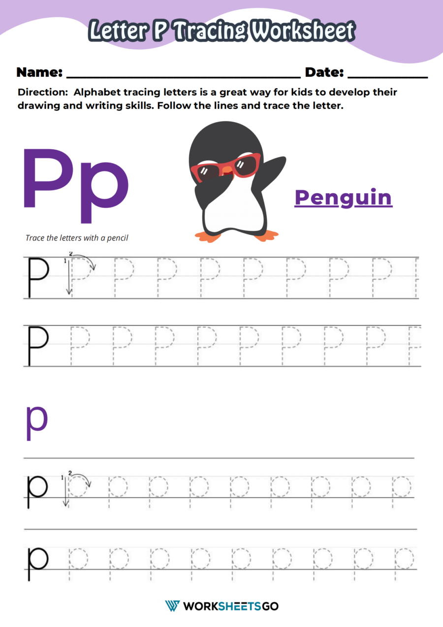 Tracing Letter P Alphabet Worksheet Tracing Words Letter P