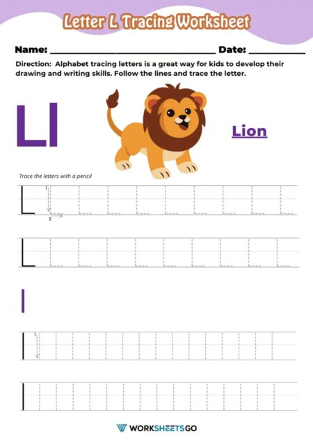 Letter L Tracing Worksheets