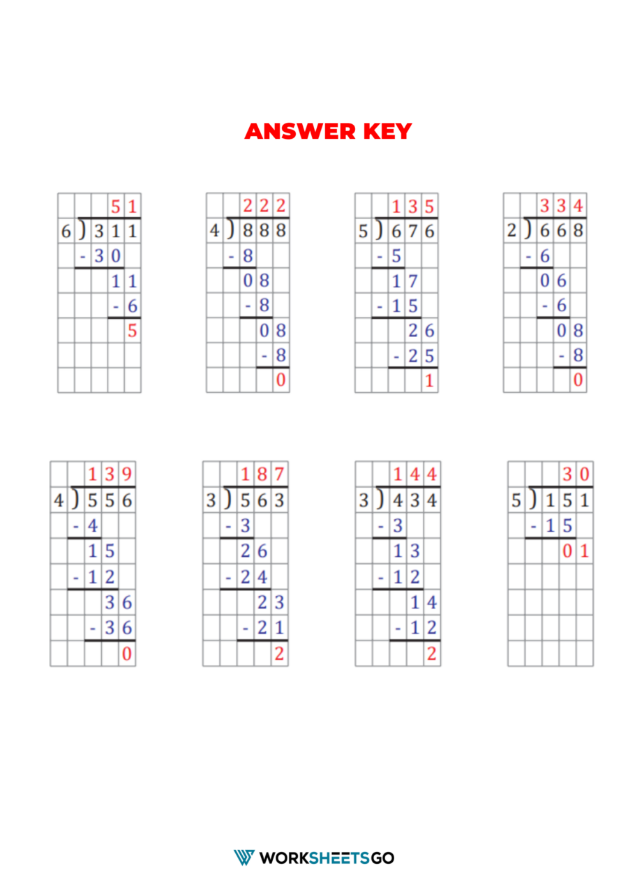 Long Division On Graph Paper Worksheets WorksheetsGO