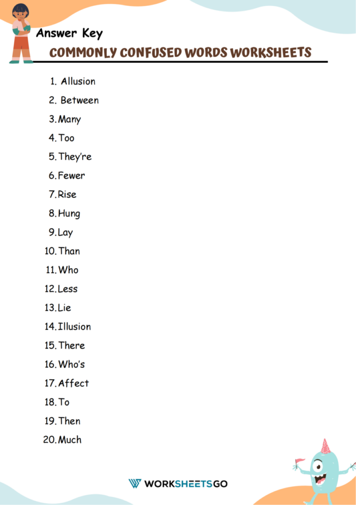 Commonly Confused Words Worksheets | WorksheetsGO