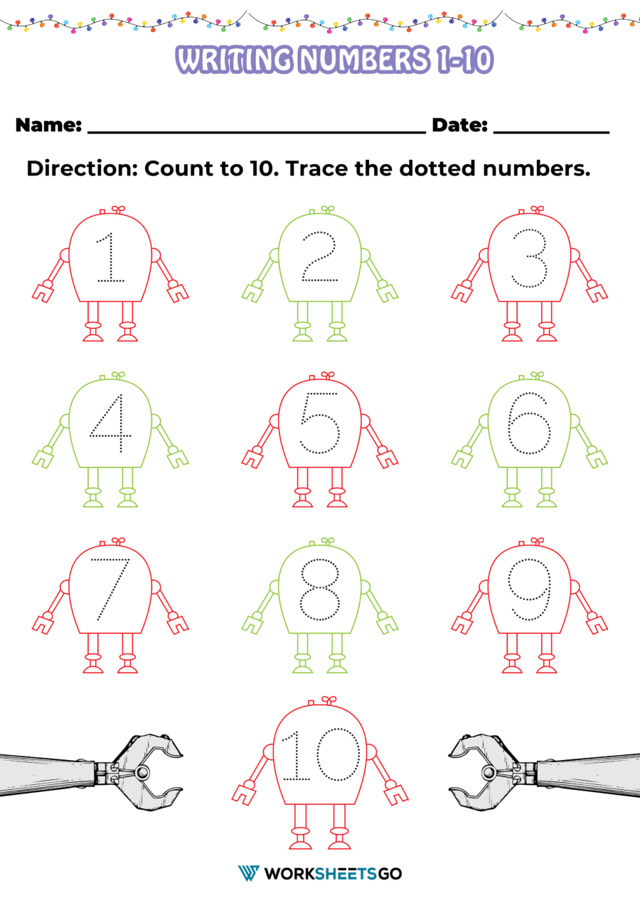 Writing Numbers 1 10 Worksheets WorksheetsGO