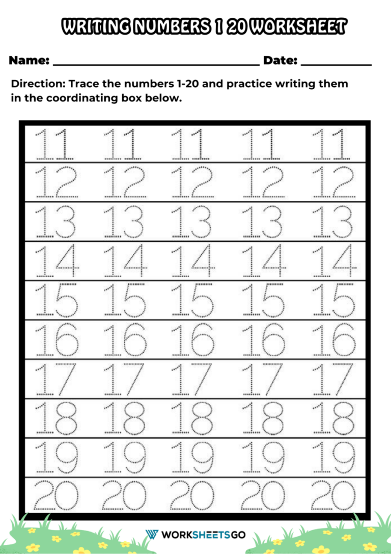 Writing Numbers 1 20 Worksheets WorksheetsGO