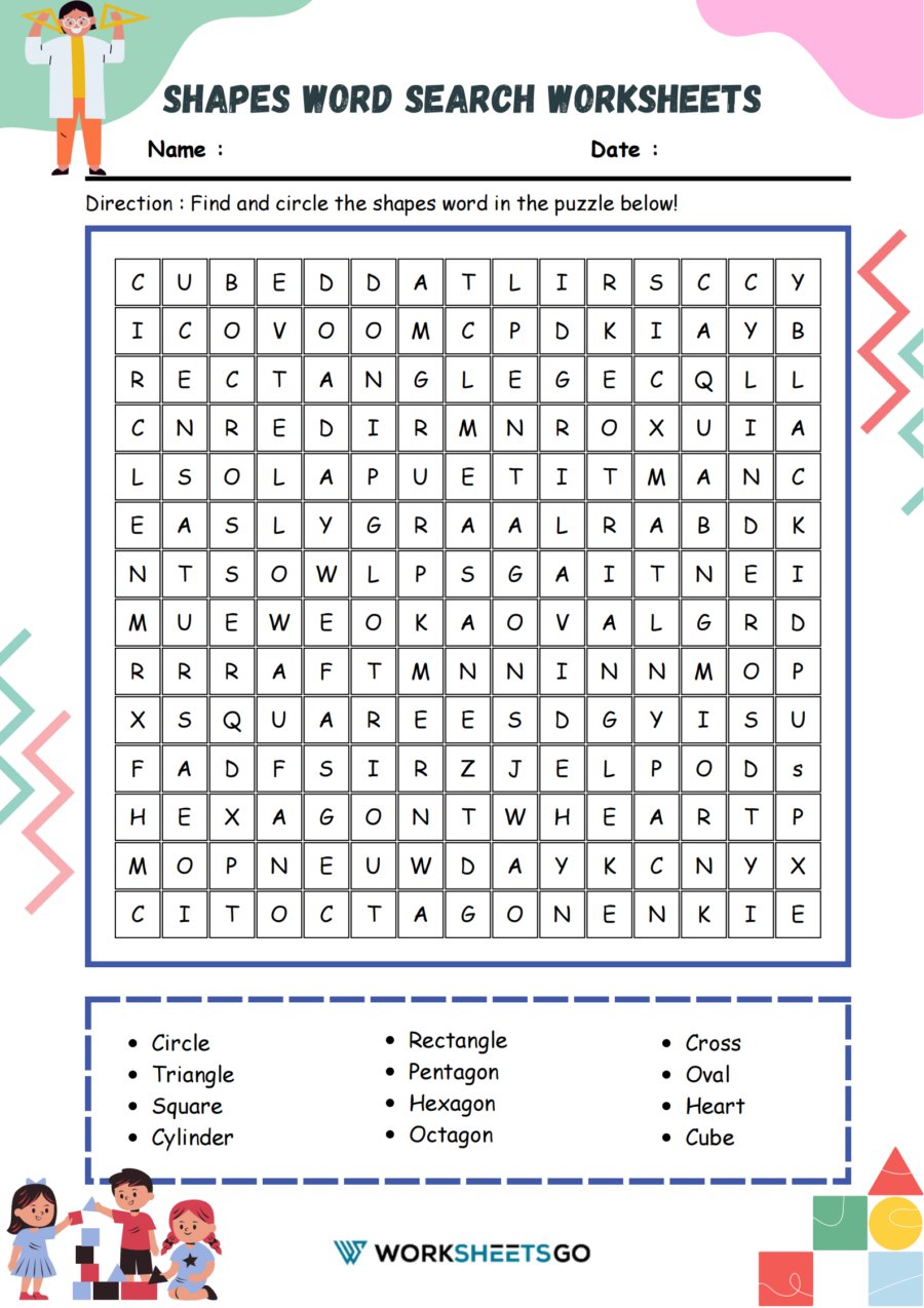 Shapes search worksheets worksheetsgo