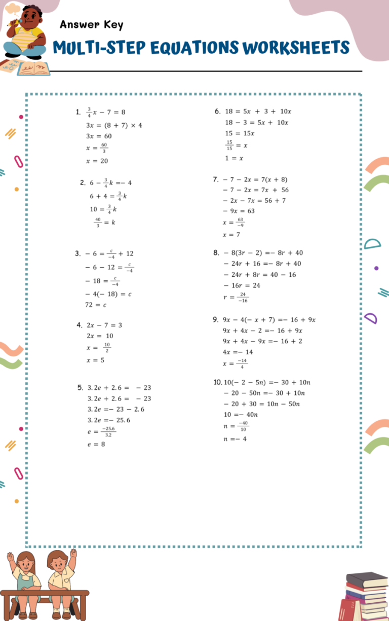 Multistep Equations Worksheets WorksheetsGO