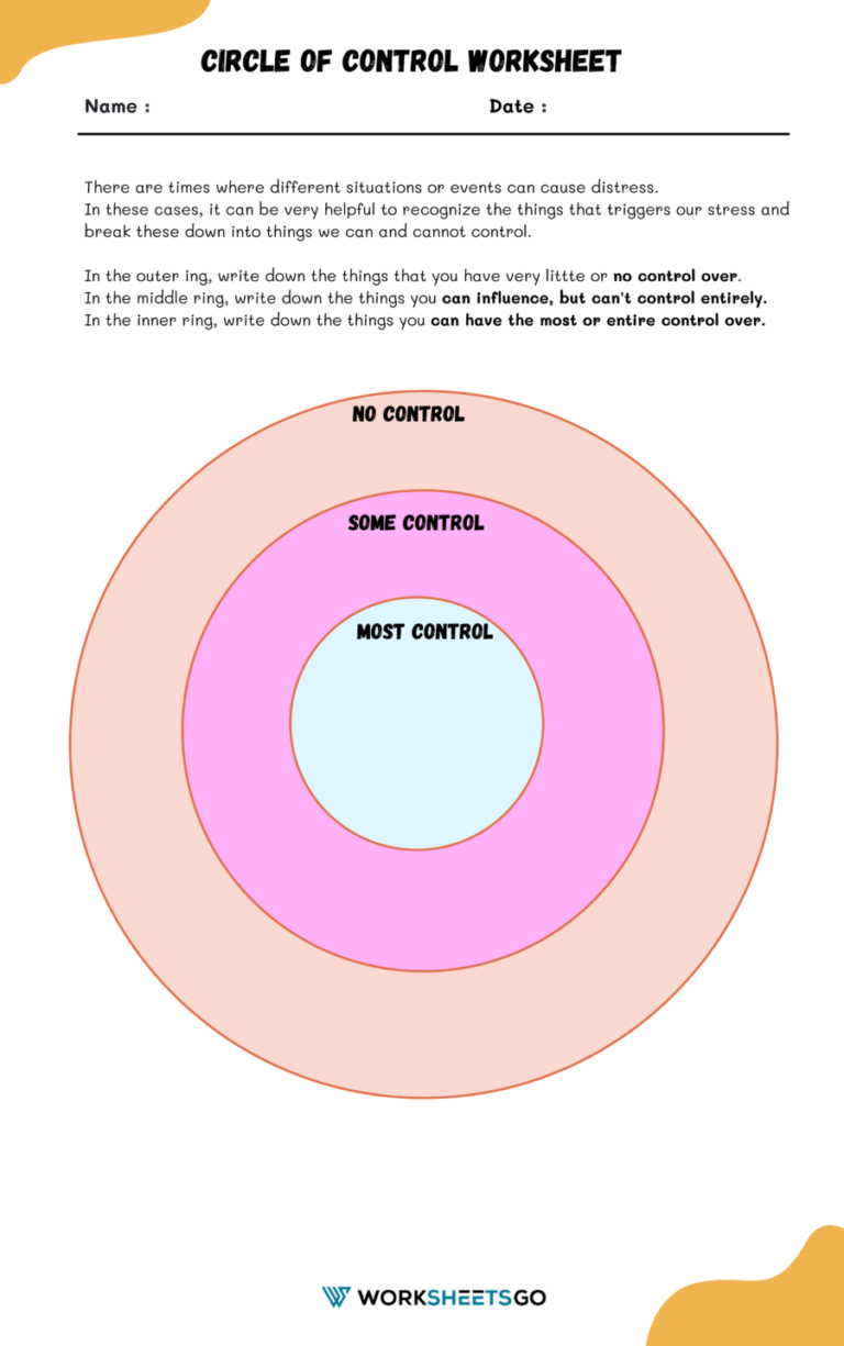 Circle of control worksheets worksheetsgo