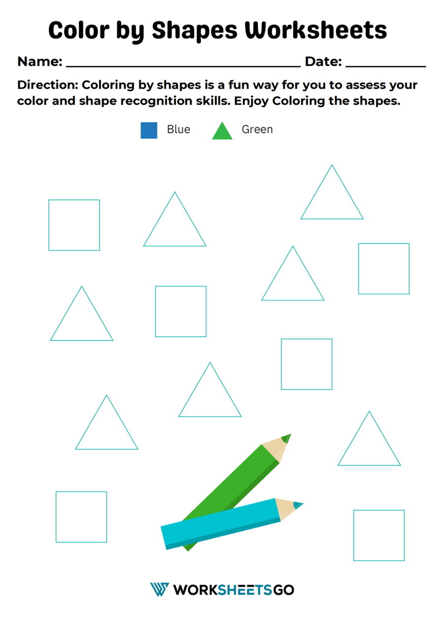 Color By Shapes Worksheet 2