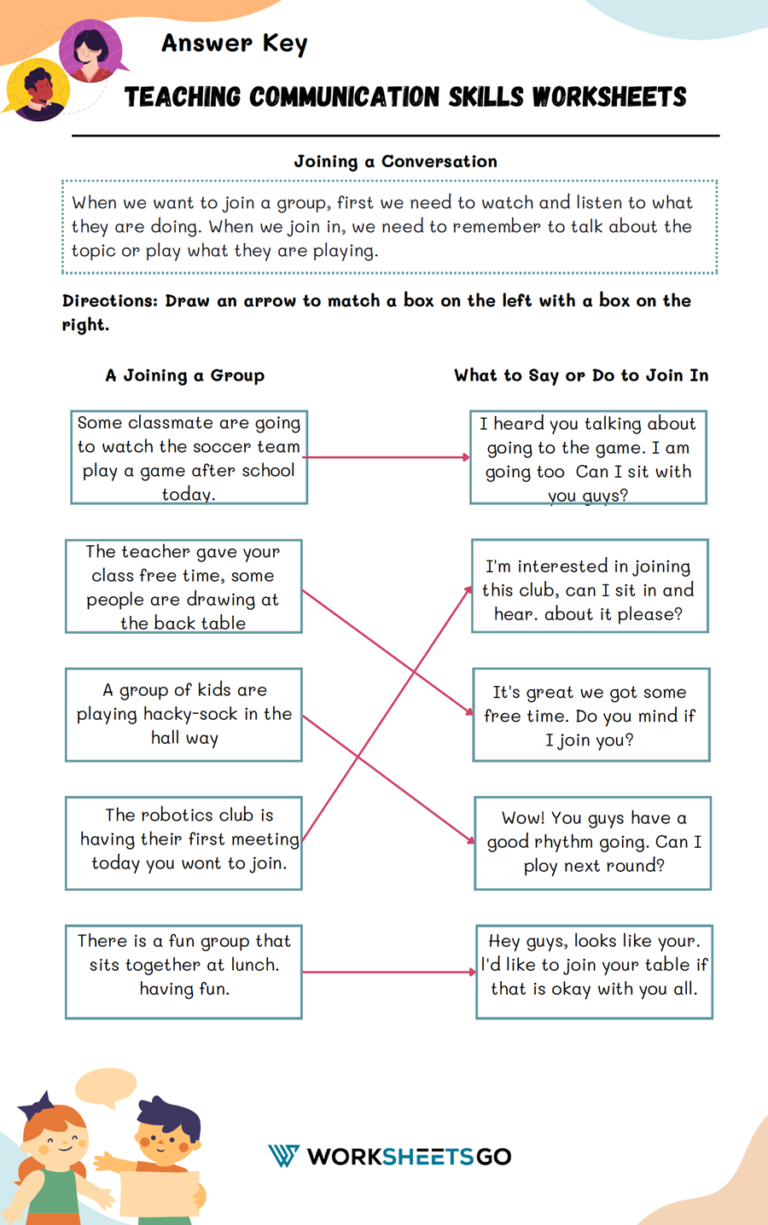 Teaching Communication Skills Worksheets WorksheetsGO