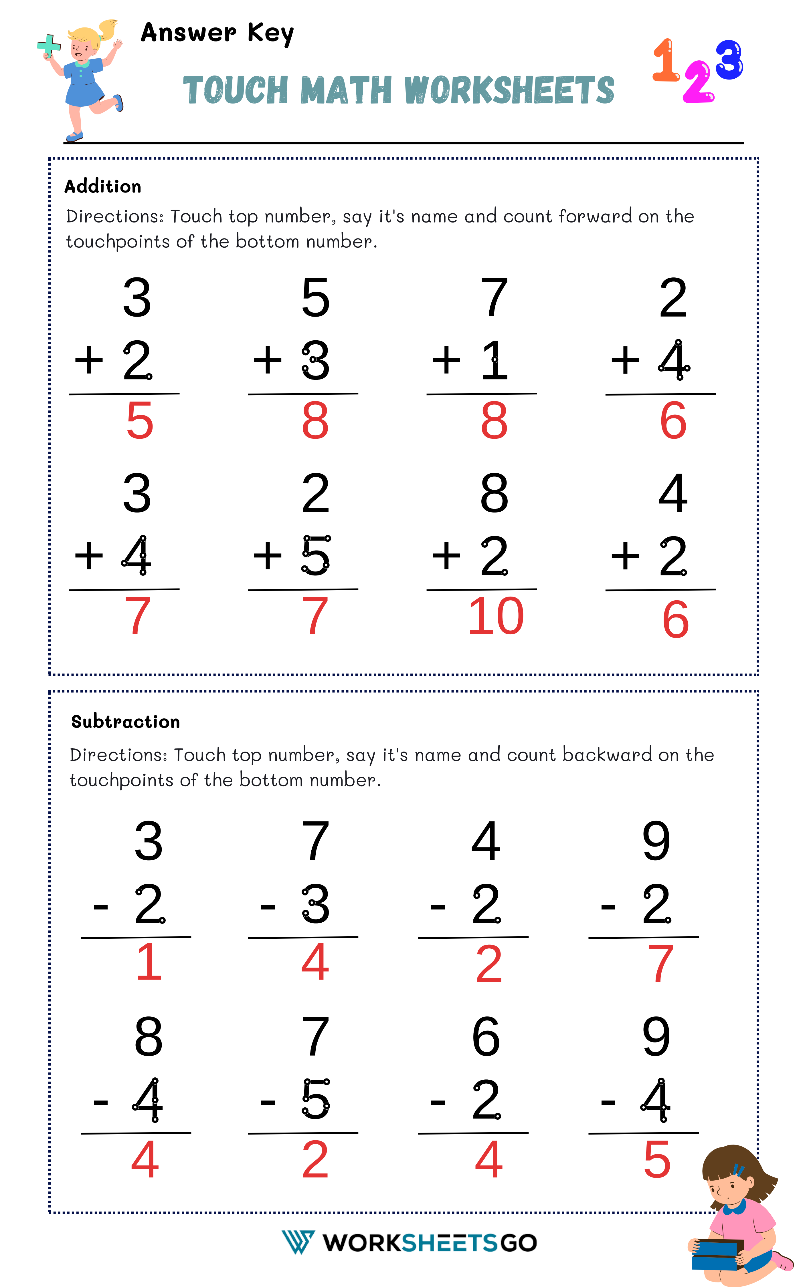 Touch Math Worksheet Answer Key