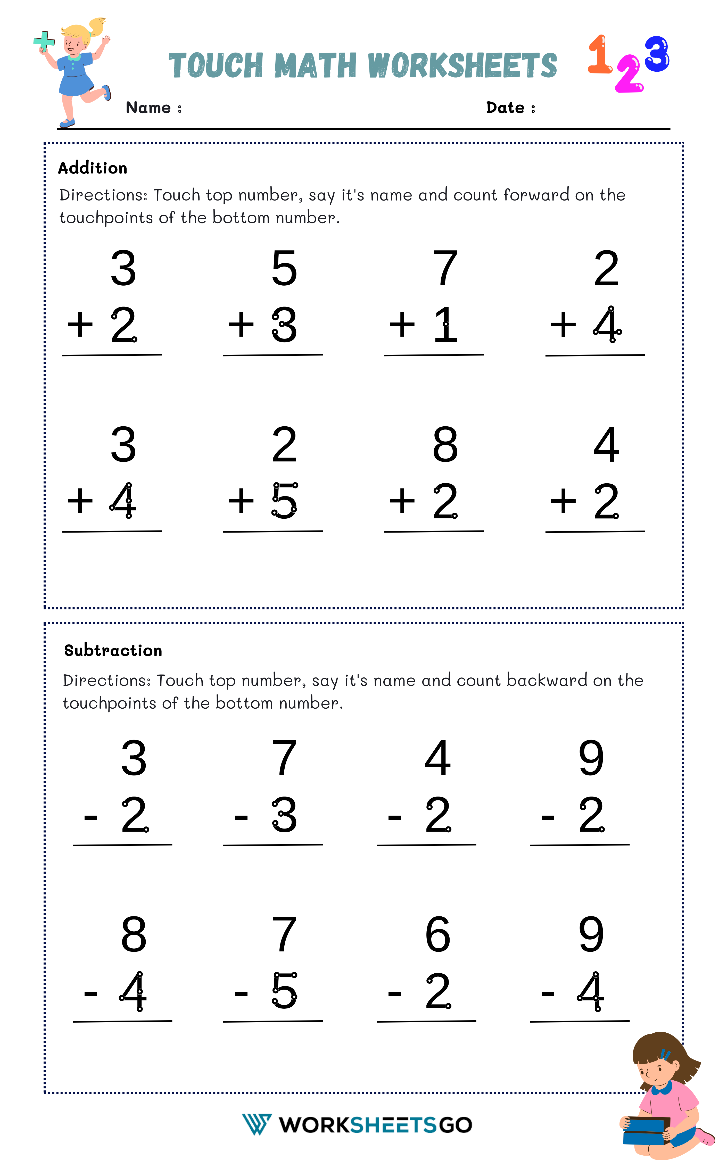 Touch Math Worksheets