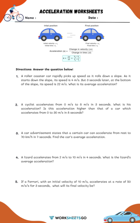 Acceleration Worksheets