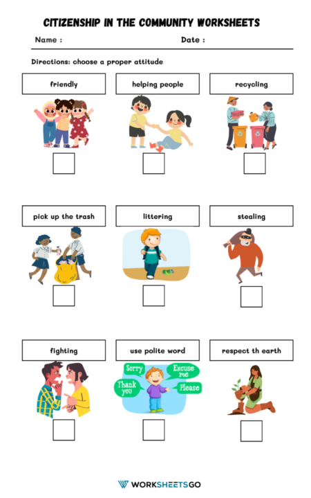 Citizenship In The Community Worksheets